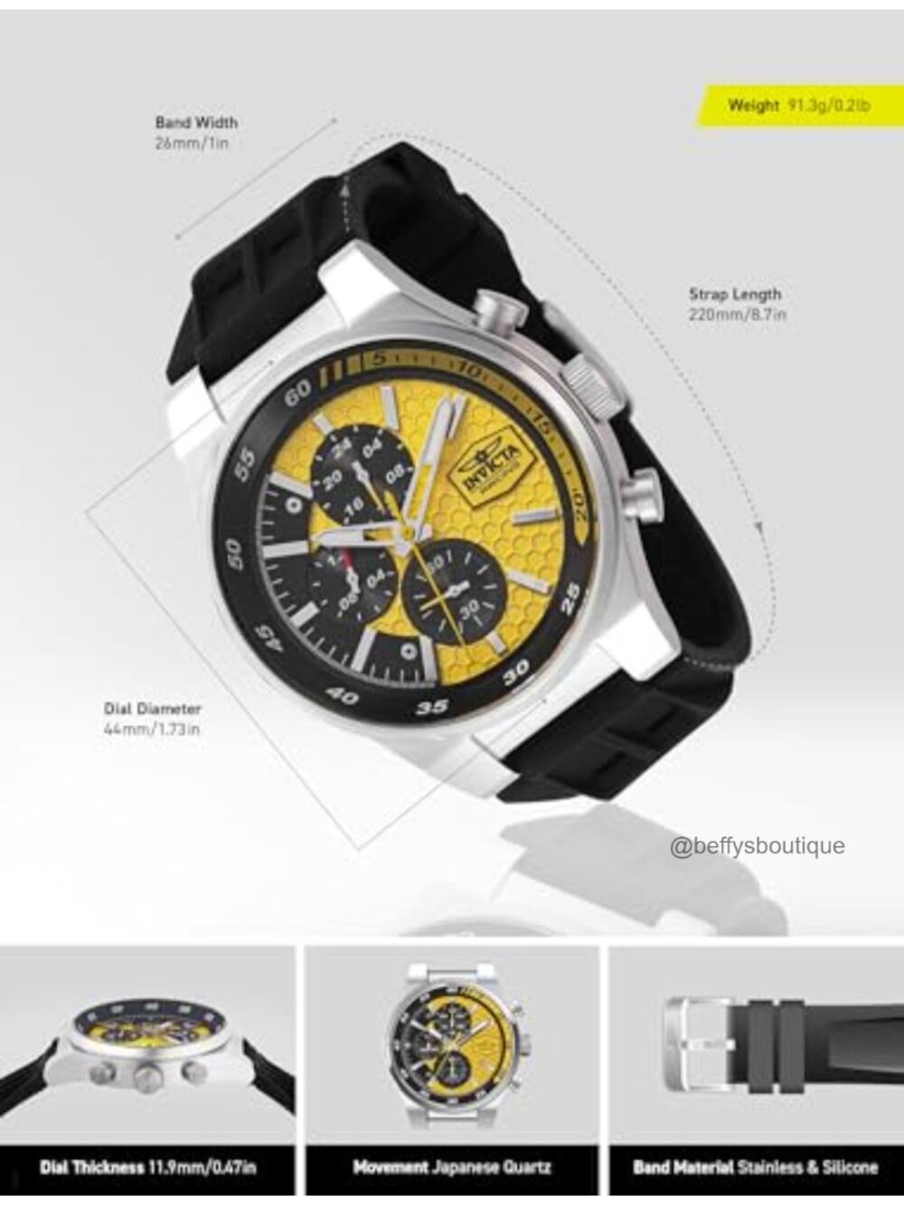 Invicta Racing Men's Watch 44mm Stainless Steel Quartz VD38 Analog